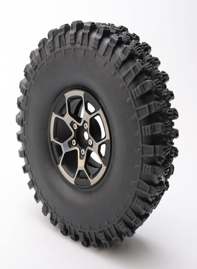 Rchobbytop Aluminum Heavy Duty 1.9 Beadlock Wheels w/Lock Nuts Cross Wrench for 1/10 RC Crawler Truck TRX-4 SCX10 II Jeep JLU Wrangler RC4WD Gmade etc, Black/Silver - Image 5